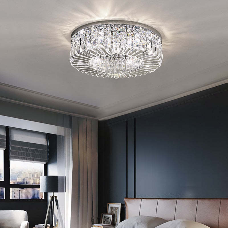Luxe kristallen plafondlamp met metalen/kristallen afwerking