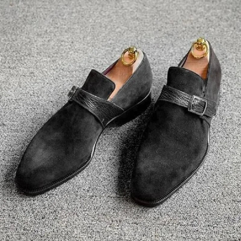 Heren nep suède gesp riem zakelijke werkschoenen herfst winter instap loafers