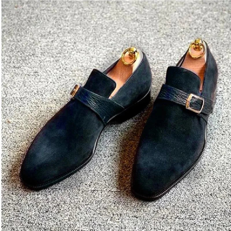 Heren nep suède gesp riem zakelijke werkschoenen herfst winter instap loafers