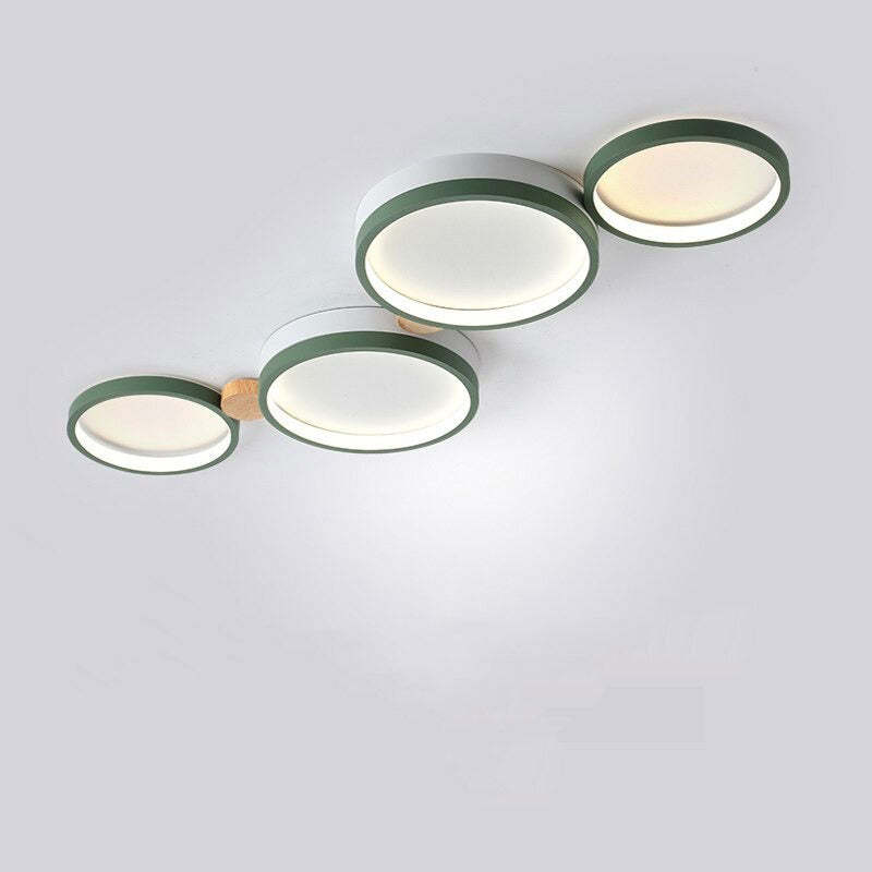 Ronde Opbouw Plafondlamp Wit Grijs Groen Slaapkamer