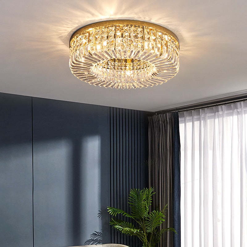 Luxe kristallen plafondlamp met metalen/kristallen afwerking