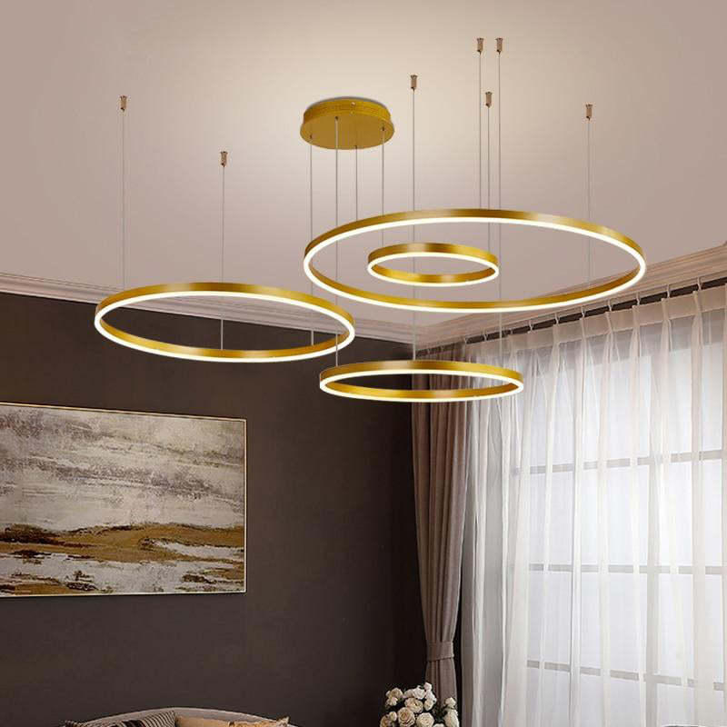 Moderne hanglamp Tir-Circle zwart/goud/koffie metaal