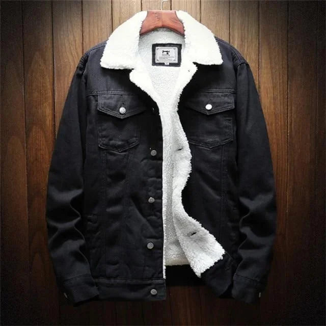 Heren winter warme denim jas jas fleece/cowboy spijkerjas