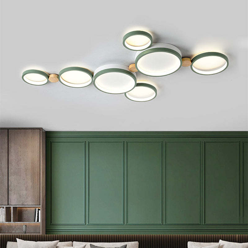 Ronde Opbouw Plafondlamp Wit Grijs Groen Slaapkamer