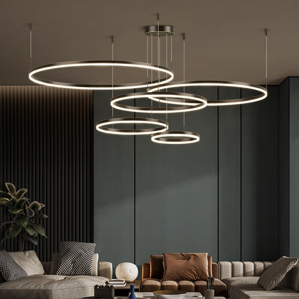 Moderne hanglamp Tir-Circle zwart/goud/koffie metaal