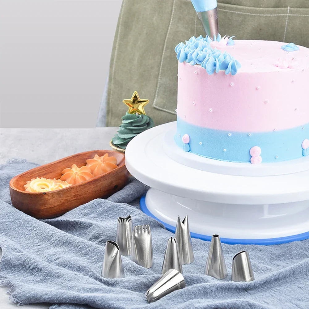 66/74-delige professionele taartdecoratieset – roestvrijstalen spuitmondjes en gereedschap