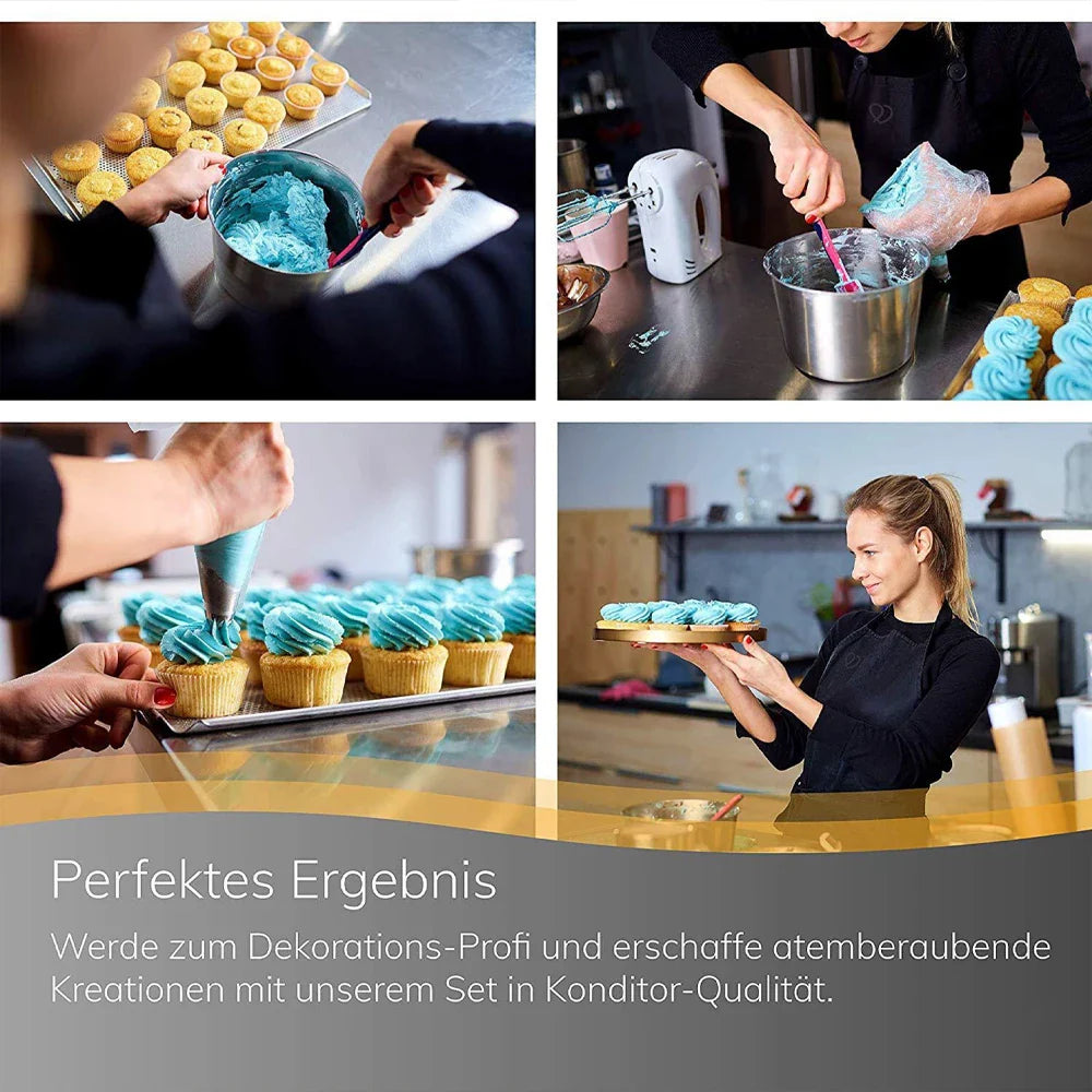 66/74-delige professionele taartdecoratieset – roestvrijstalen spuitmondjes en gereedschap