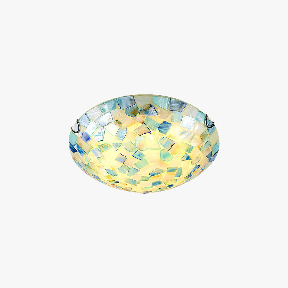 Hedendaagse halfbol metalen/schaal LED plafondlamp opbouw wit/blauw/oranje