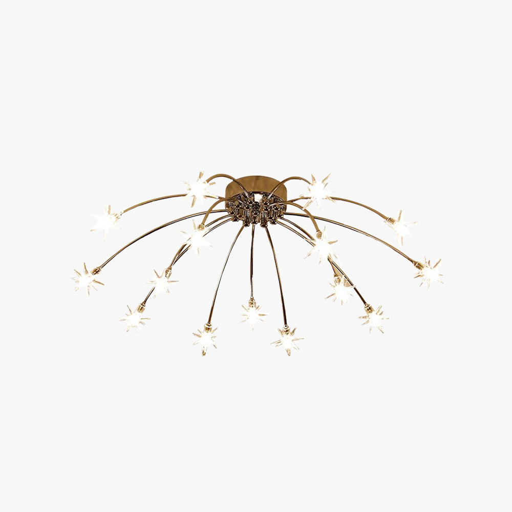 Art Deco Sterrenhemel Metaal/Glas Opbouw Plafondlamp Zwart/Goud/Chroom