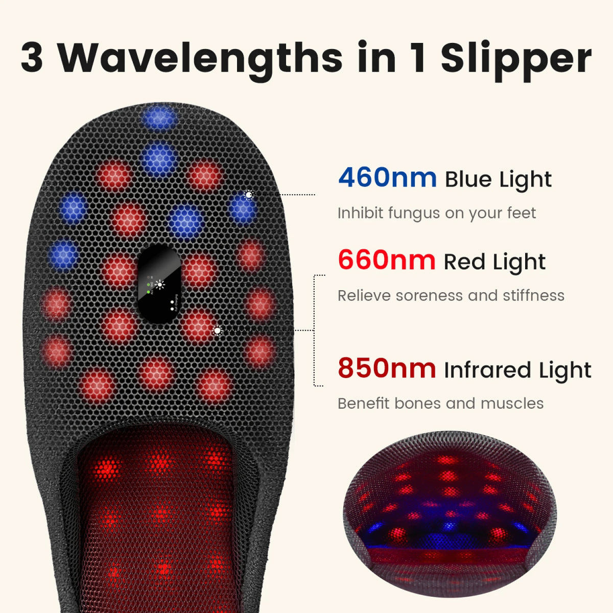 Rode Lichttherapie Massage Slippers - Voetherstel & Pijnverlichting