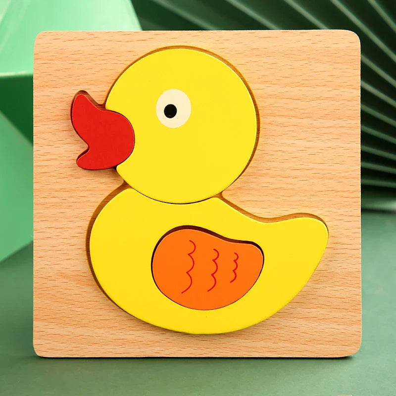3D Houten Cartoon Dier & Verkeerspuzzel – Vroeg Leren Educatief Speelgoed