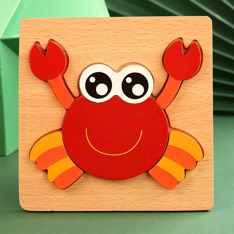 3D Houten Cartoon Dier & Verkeerspuzzel – Vroeg Leren Educatief Speelgoed