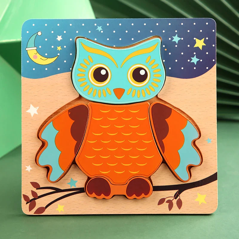 3D Houten Cartoon Dier & Verkeerspuzzel – Vroeg Leren Educatief Speelgoed