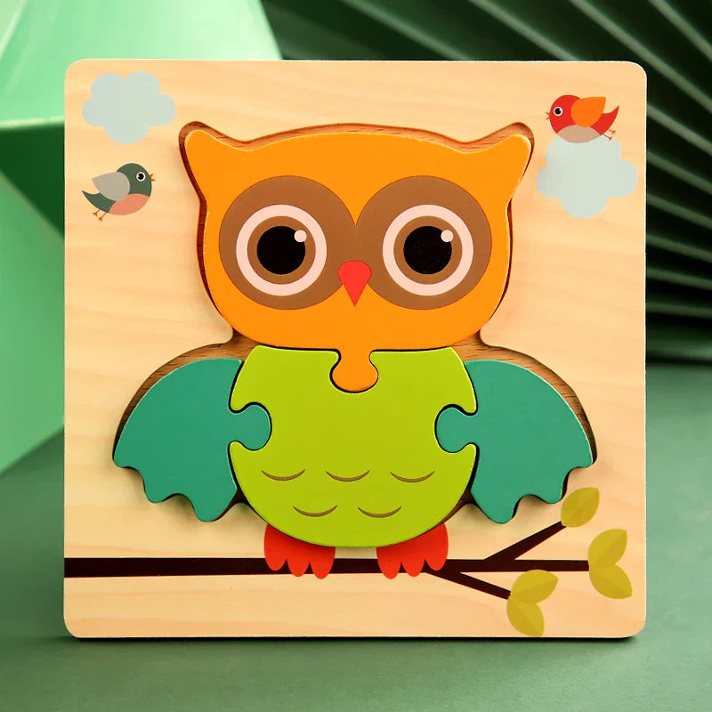3D Houten Cartoon Dier & Verkeerspuzzel – Vroeg Leren Educatief Speelgoed