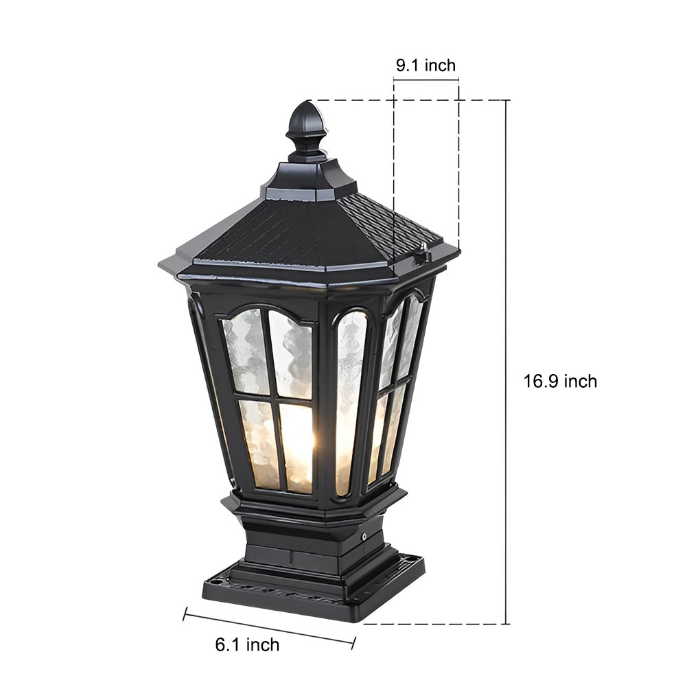 Retro paviljoenvormige zonne-energie hekpaalverlichting