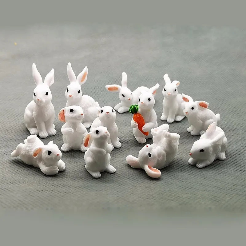 Mini hars konijn beeldje – 12 stijlen paas konijn decoratie voor tuin, taart & doe-het-zelf knutselwerk