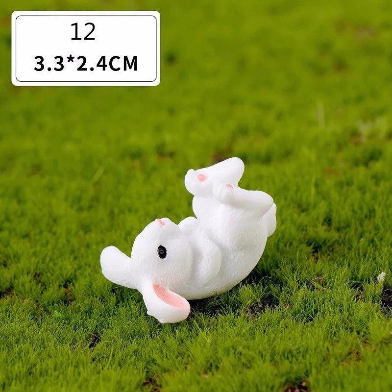 Mini hars konijn beeldje – 12 stijlen paas konijn decoratie voor tuin, taart & doe-het-zelf knutselwerk