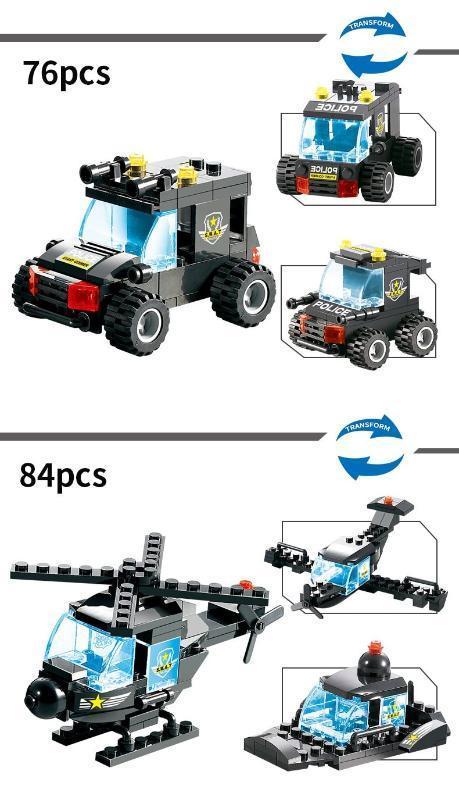 8 IN 1 City Police Truck Station Building Block Series SWAT Toy Gift For Kids
