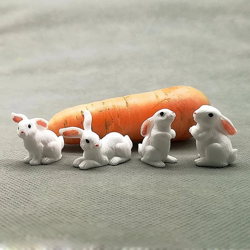 Mini hars konijn beeldje – 12 stijlen paas konijn decoratie voor tuin, taart & doe-het-zelf knutselwerk