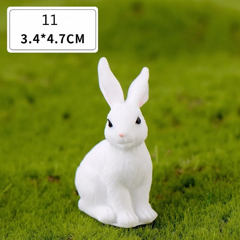 Mini hars konijn beeldje – 12 stijlen paas konijn decoratie voor tuin, taart & doe-het-zelf knutselwerk