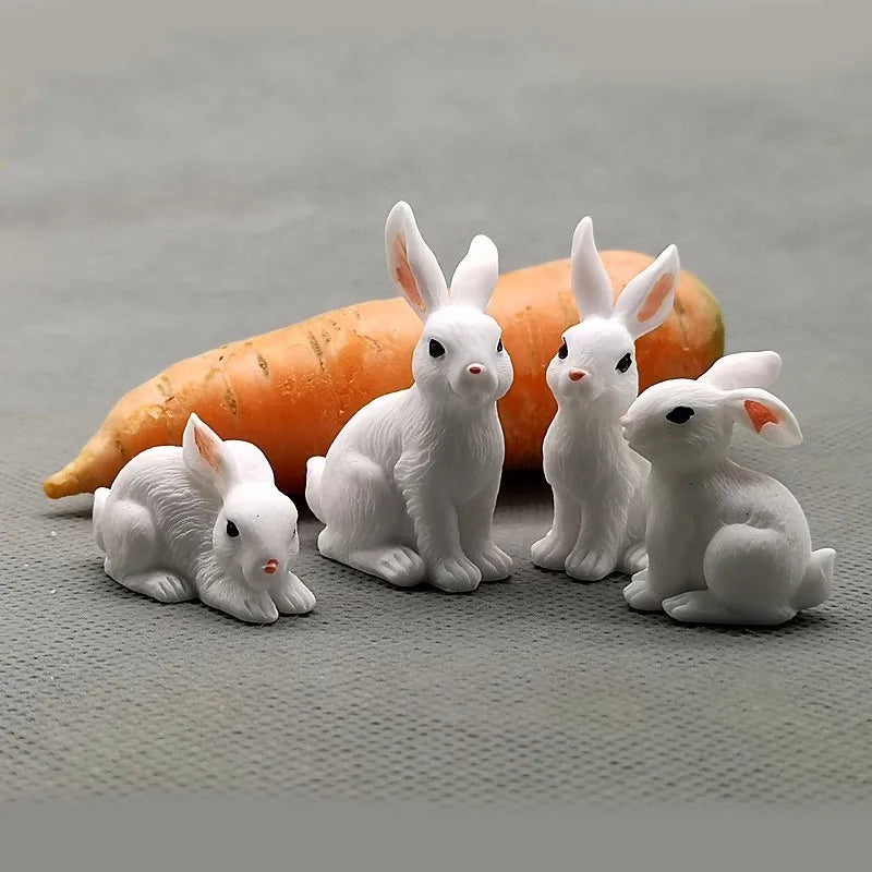 Mini hars konijn beeldje – 12 stijlen paas konijn decoratie voor tuin, taart & doe-het-zelf knutselwerk