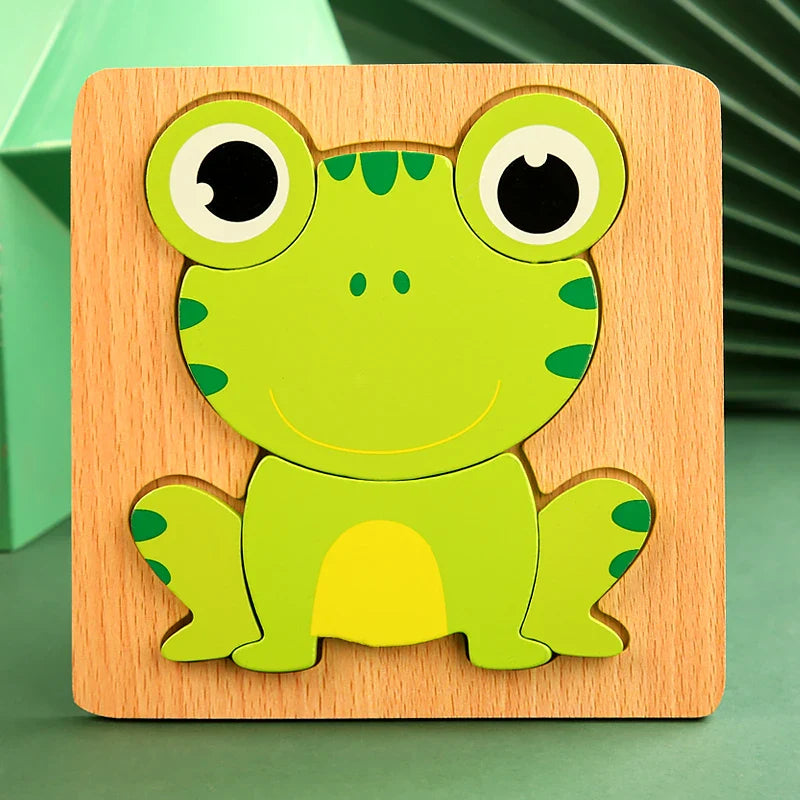 3D Houten Cartoon Dier & Verkeerspuzzel – Vroeg Leren Educatief Speelgoed