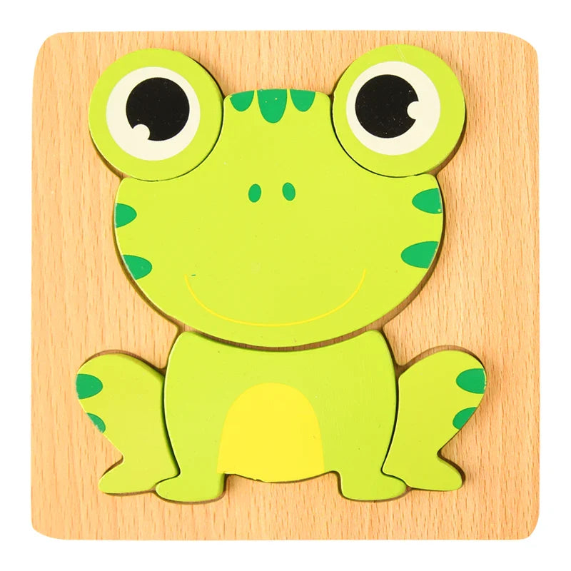 3D Houten Cartoon Dier & Verkeerspuzzel – Vroeg Leren Educatief Speelgoed