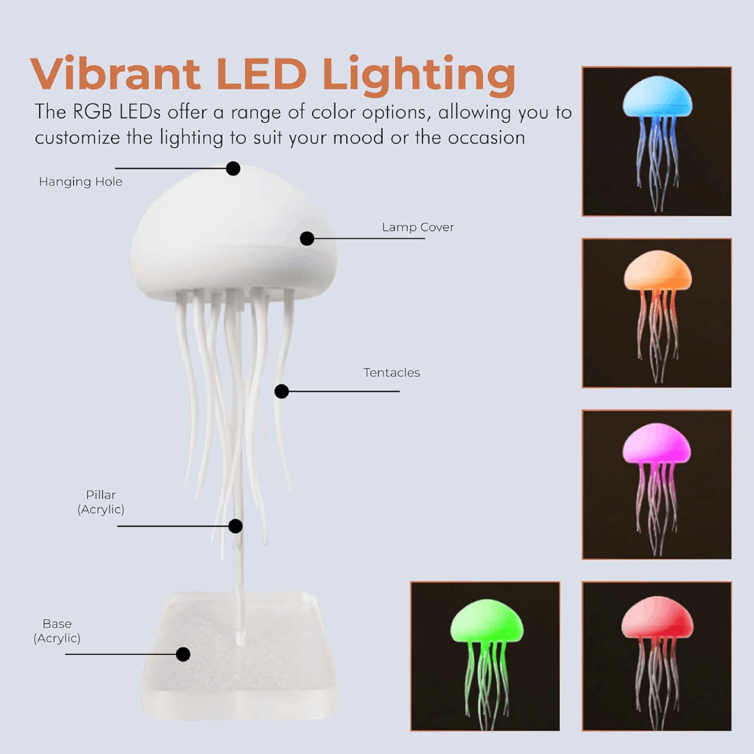 LED kwallenlamp | kleurveranderende RGB-nachtlamp met spraakactivatie, voor huiselijke sfeer en kinderkamerdecoratie