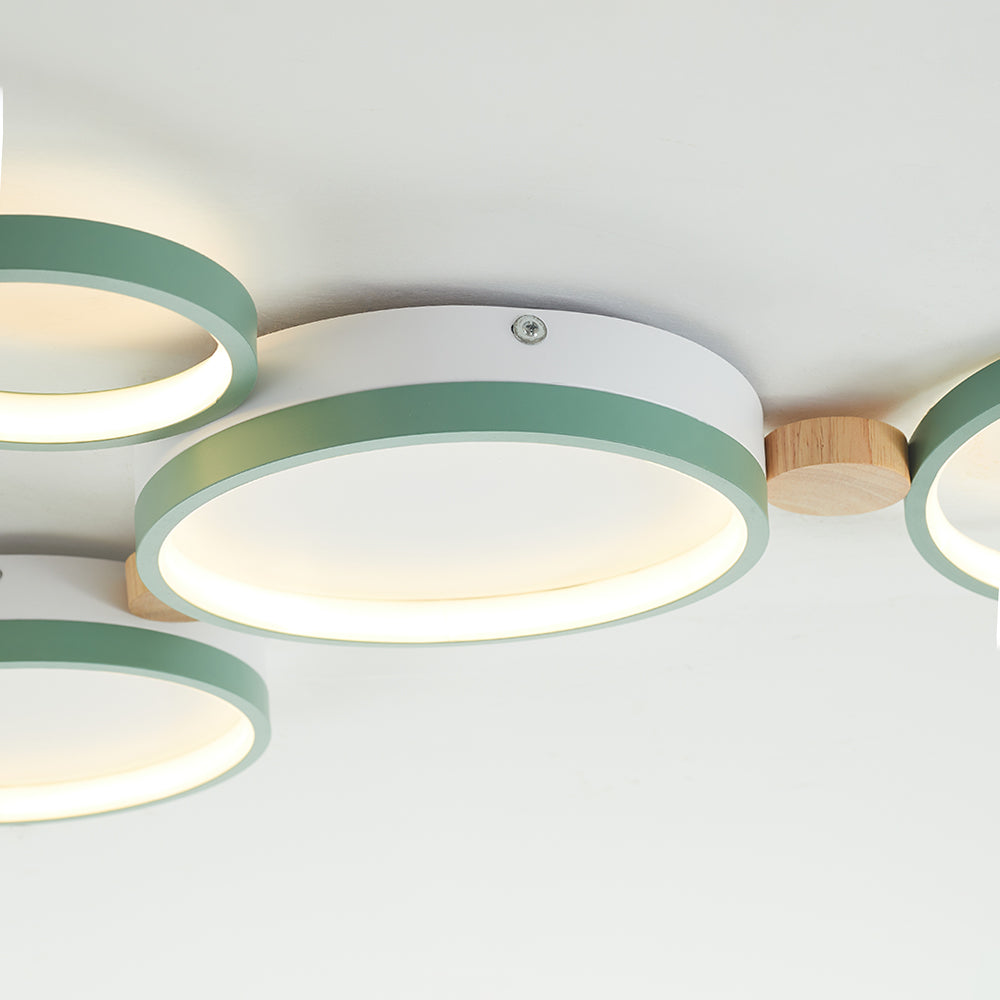 Ronde Opbouw Plafondlamp Wit Grijs Groen Slaapkamer