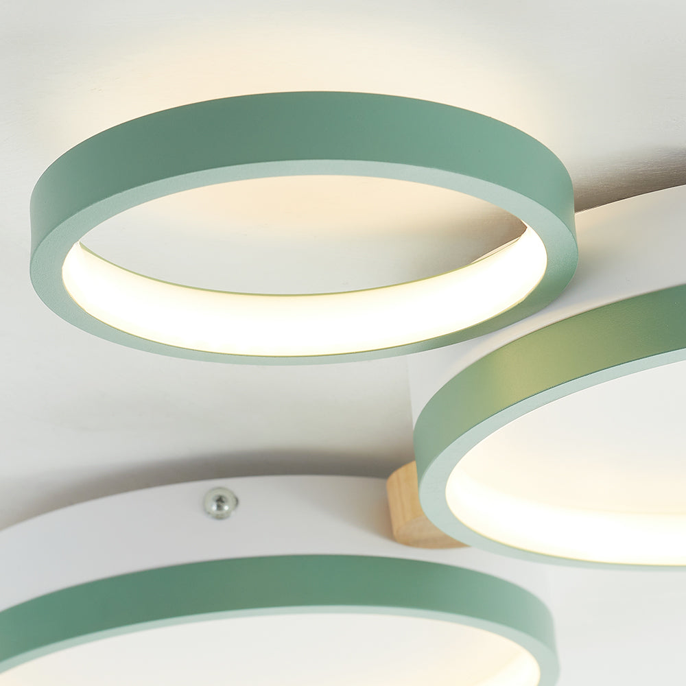 Ronde Opbouw Plafondlamp Wit Grijs Groen Slaapkamer
