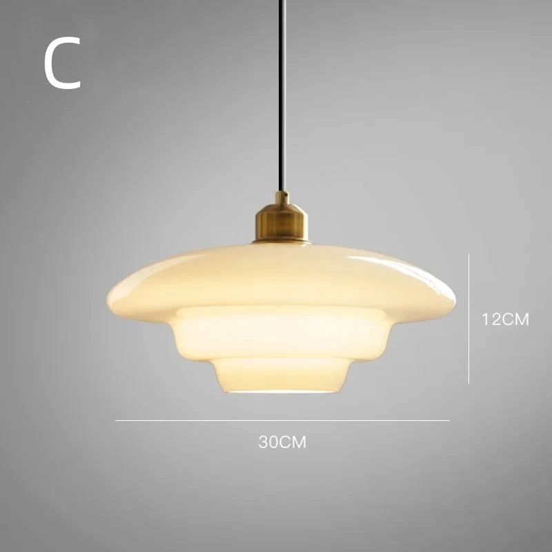 Mid Century Art melk wit glazen hanglamp