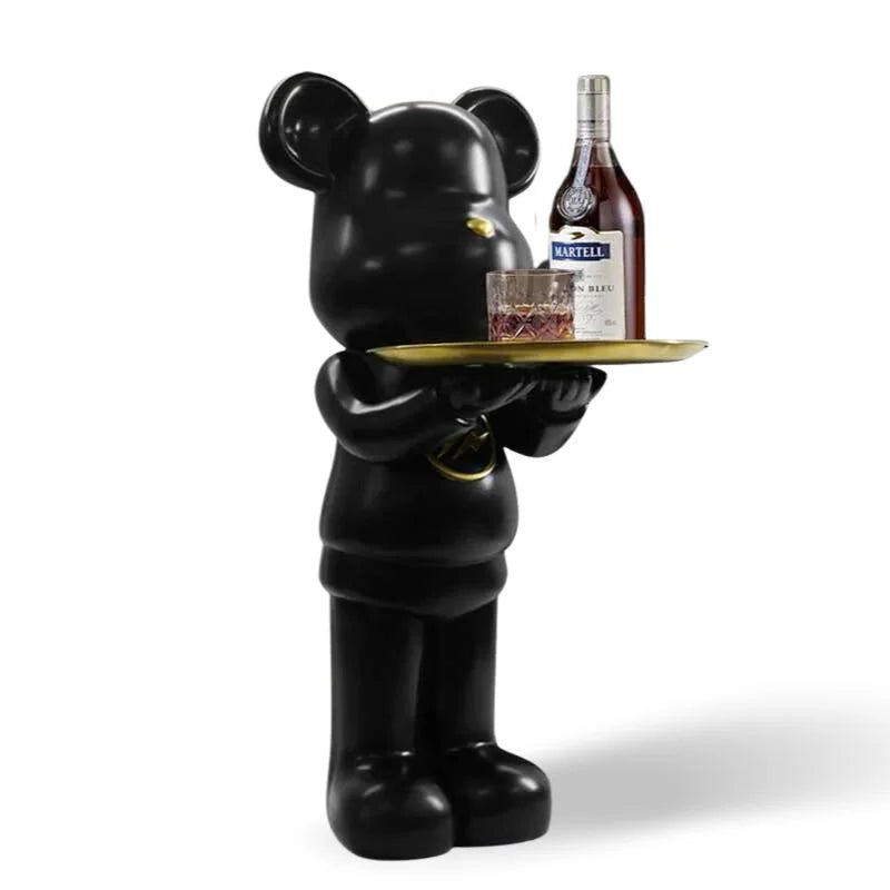 Minimalistic Large Bear Statue with Tray Table