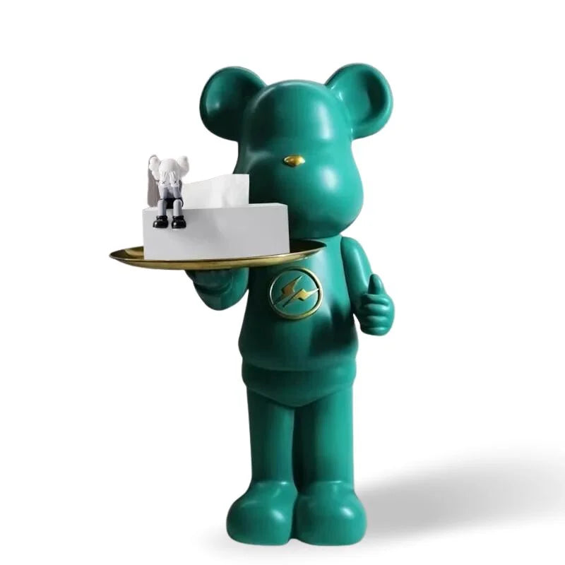 Minimalistic Large Bear Statue with Tray Table