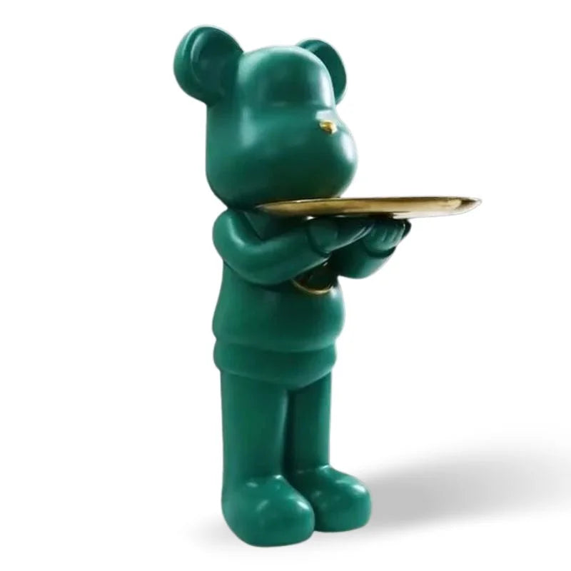 Minimalistic Large Bear Statue with Tray Table