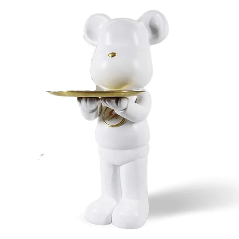 Minimalistic Large Bear Statue with Tray Table