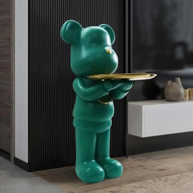 Minimalistic Large Bear Statue with Tray Table