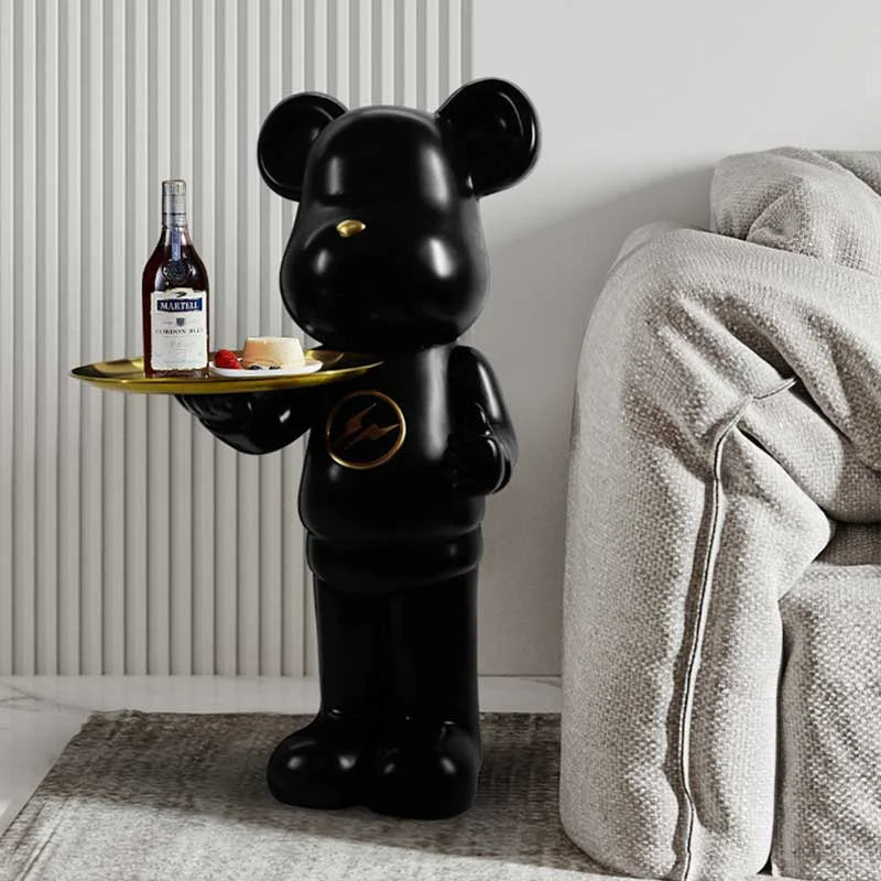 Minimalistic Large Bear Statue with Tray Table