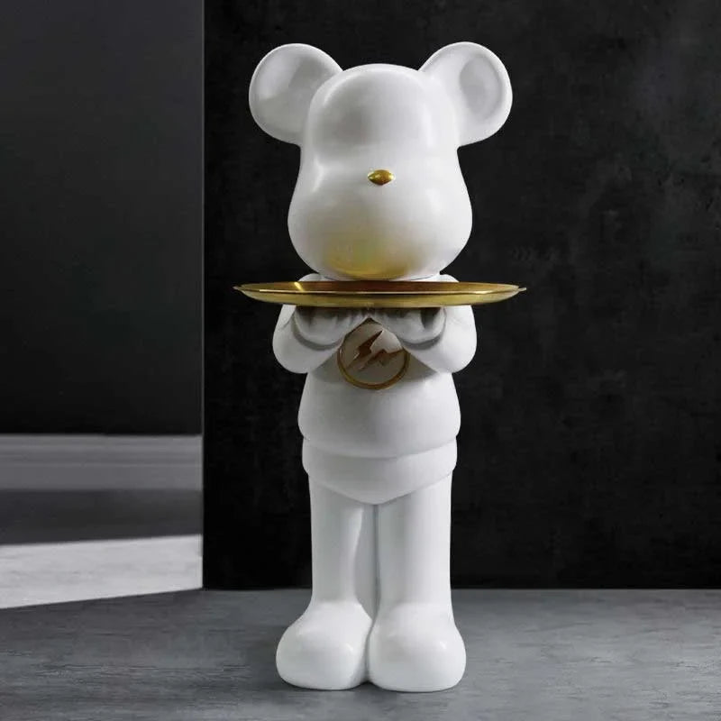 Minimalistic Large Bear Statue with Tray Table