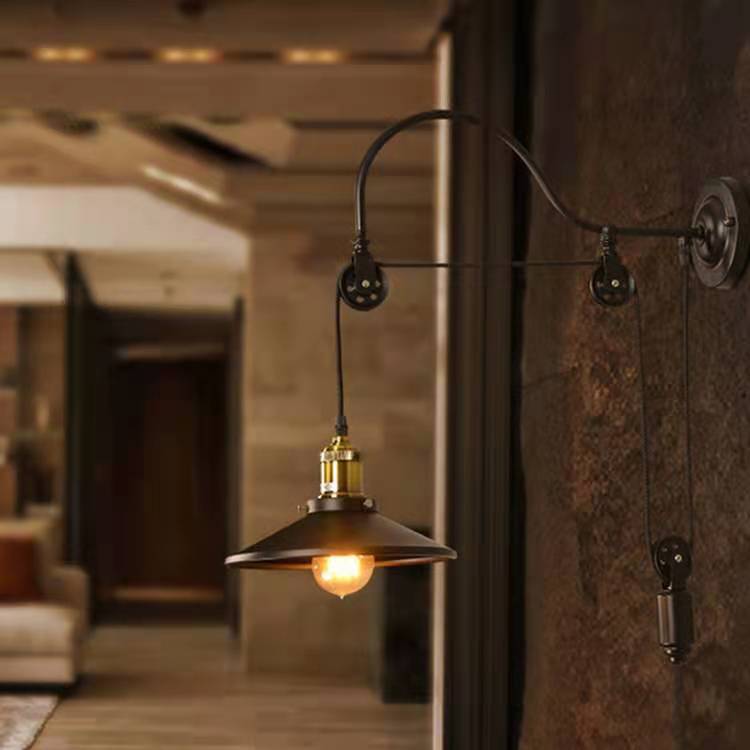 Retro industriële smeedijzeren licht katrol wandkandelaar lamp
