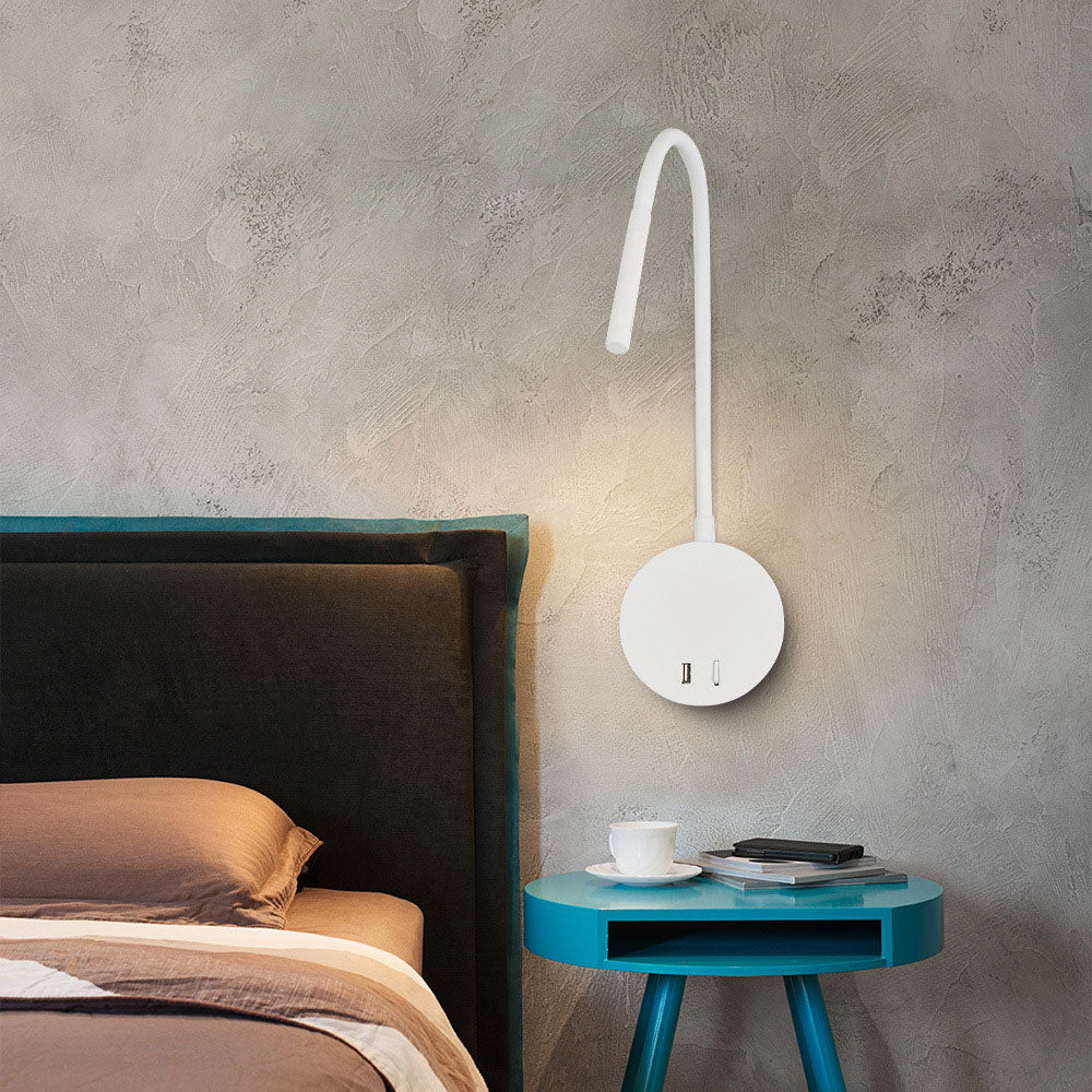Minimalistische USB-oplaadbare siliconen spotlight LED leeswandlamp