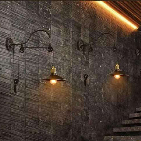Retro industriële smeedijzeren licht katrol wandkandelaar lamp