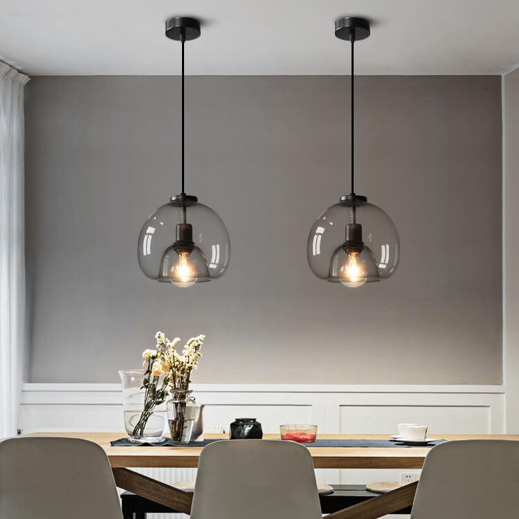Minimalistische rookgrijze lichte met de hand geblazen glazen koepel hanglamp