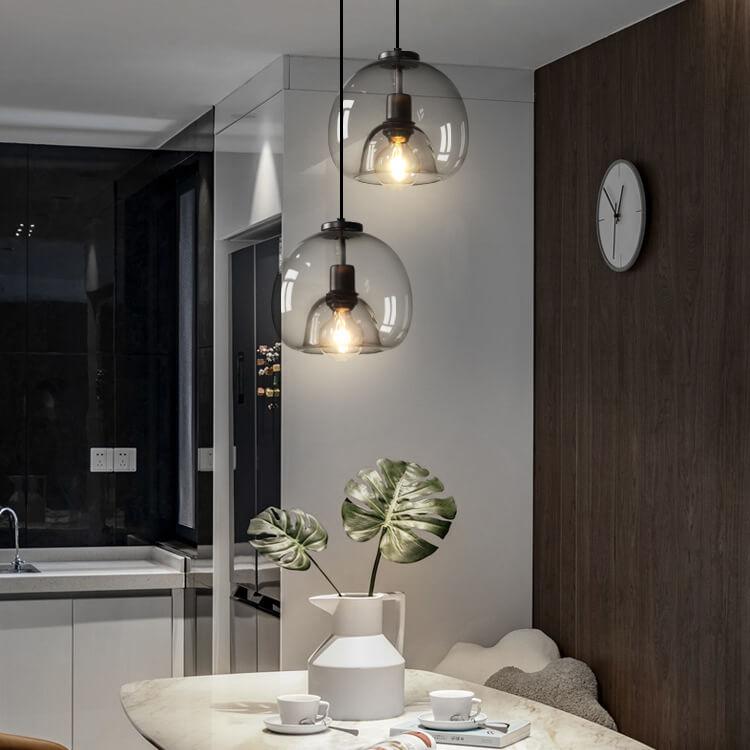 Minimalistische rookgrijze lichte met de hand geblazen glazen koepel hanglamp