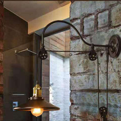 Retro industriële smeedijzeren licht katrol wandkandelaar lamp