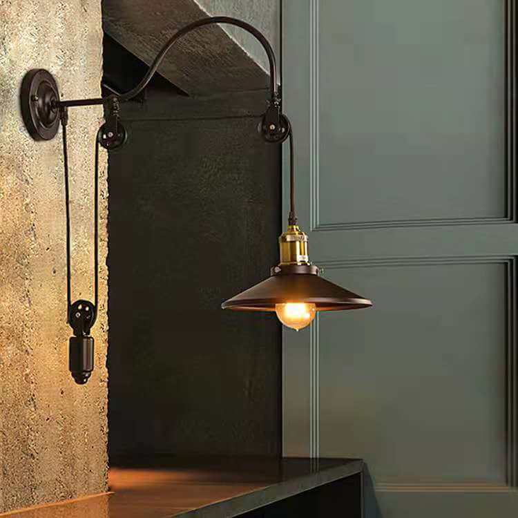 Retro industriële smeedijzeren licht katrol wandkandelaar lamp