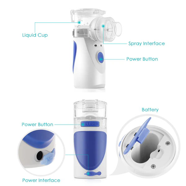 Mini Ultrasone Draagbare Handheld Vernevelaar Machine Mesh Stoom Inhalator voor Kinderen, Volwassenen