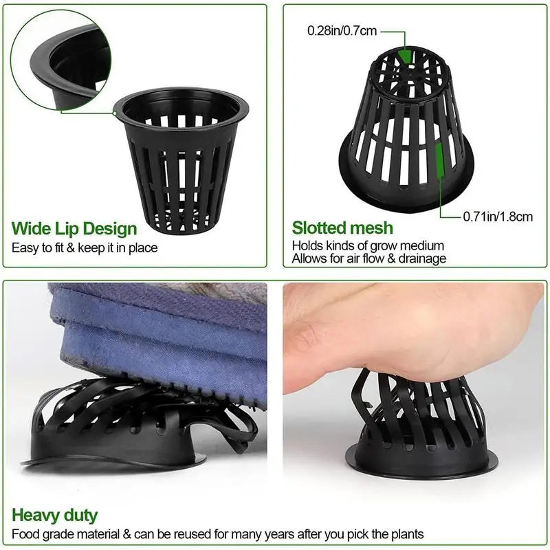 50/100 stuks 2-inch hydroponische netpotten – brede rand met sleuven gaasmanden