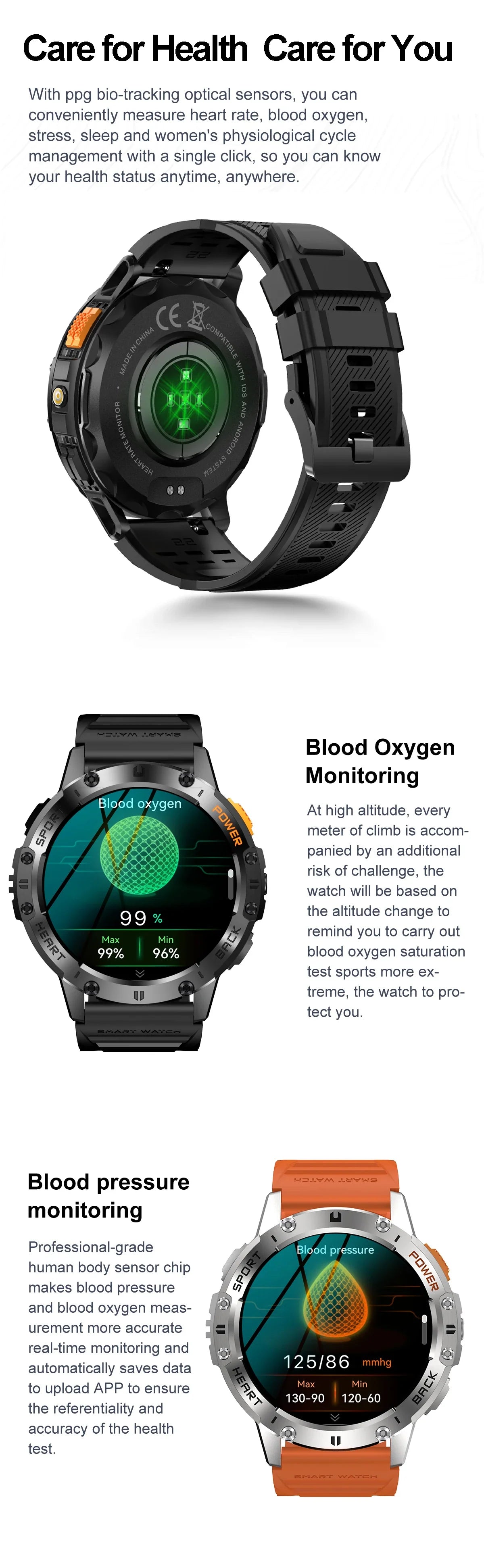 AMOLED slimme horloge – waterdichte fitness tracker met Bluetooth bellen