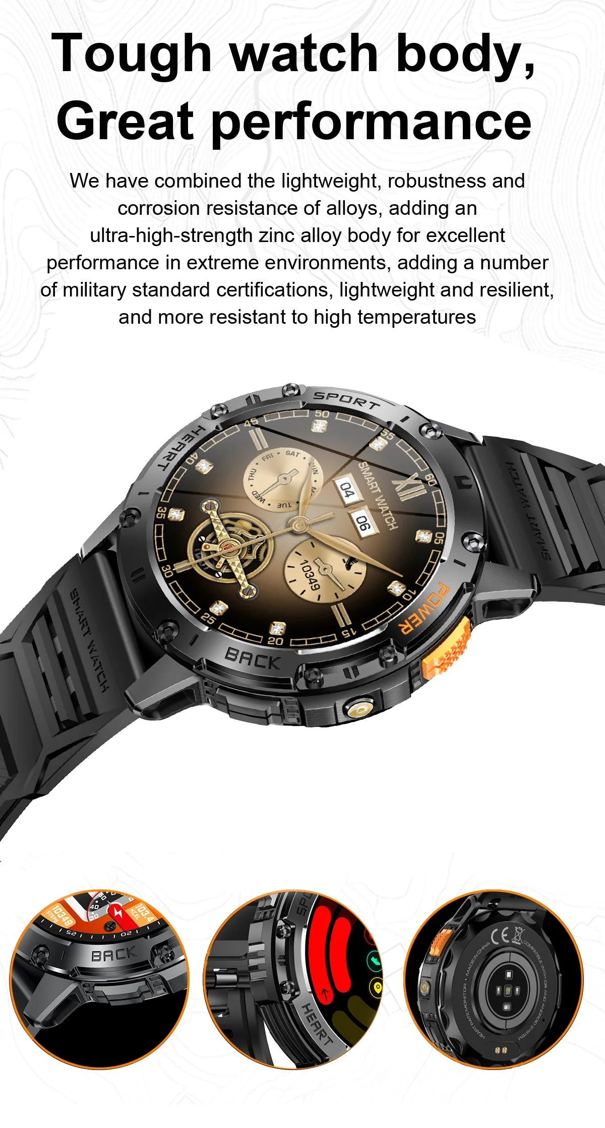 AMOLED slimme horloge – waterdichte fitness tracker met Bluetooth bellen