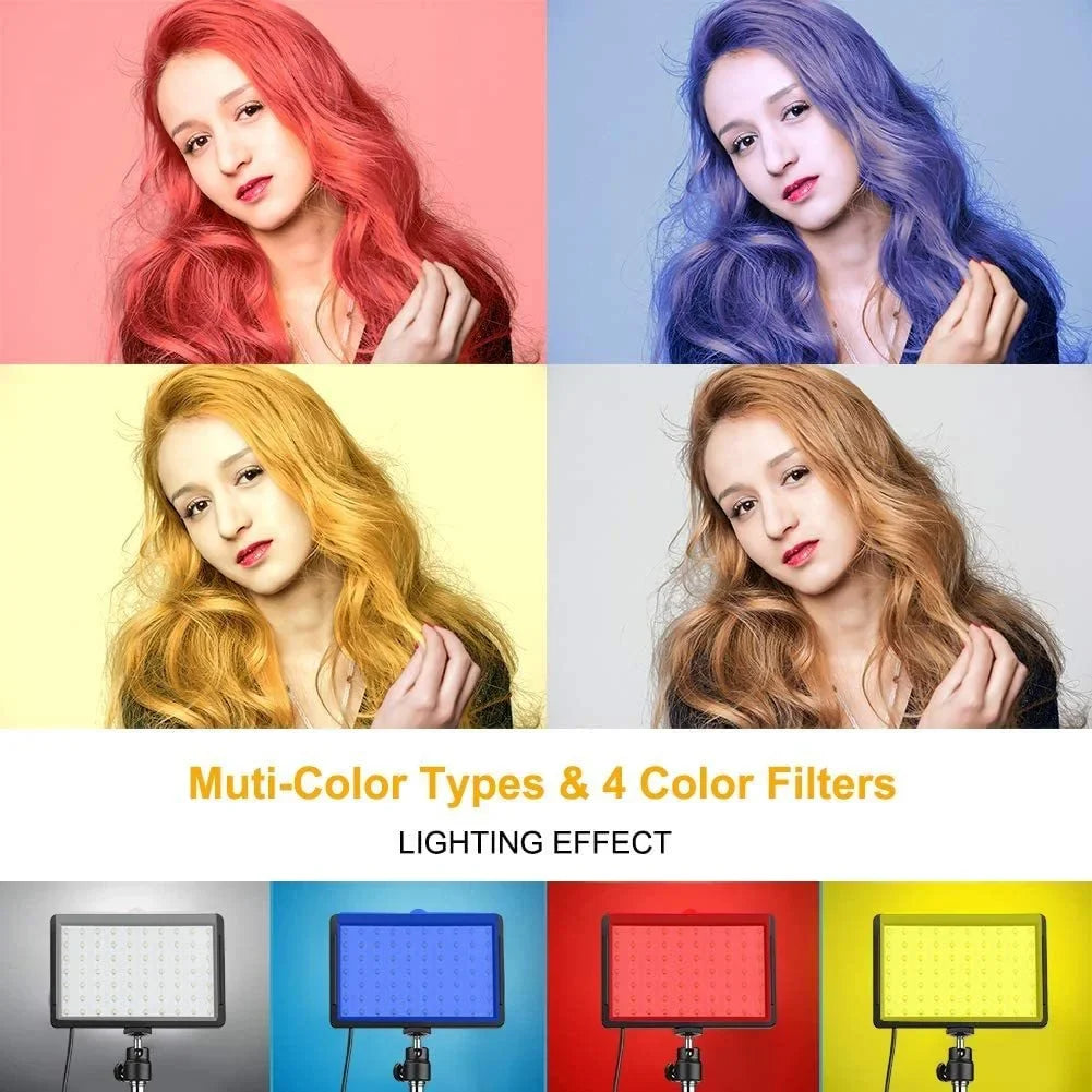 LED videolicht camera fotografie set – met statief & RGB-filters
